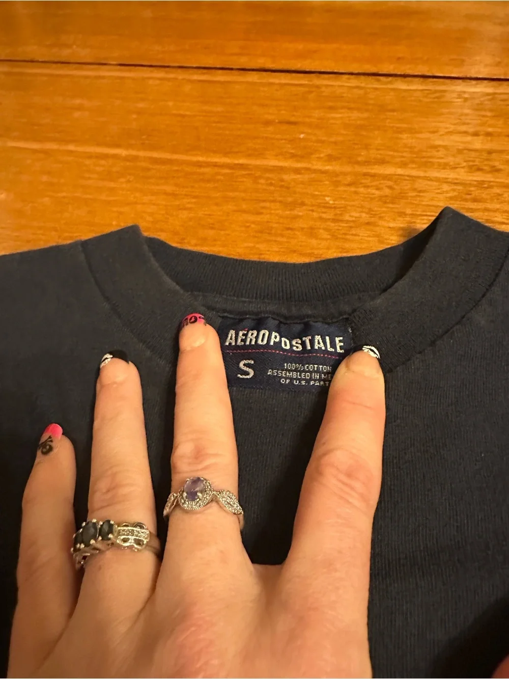 Men’s Aeropostale Navy Long Sleeve Shirt with Orange Logo